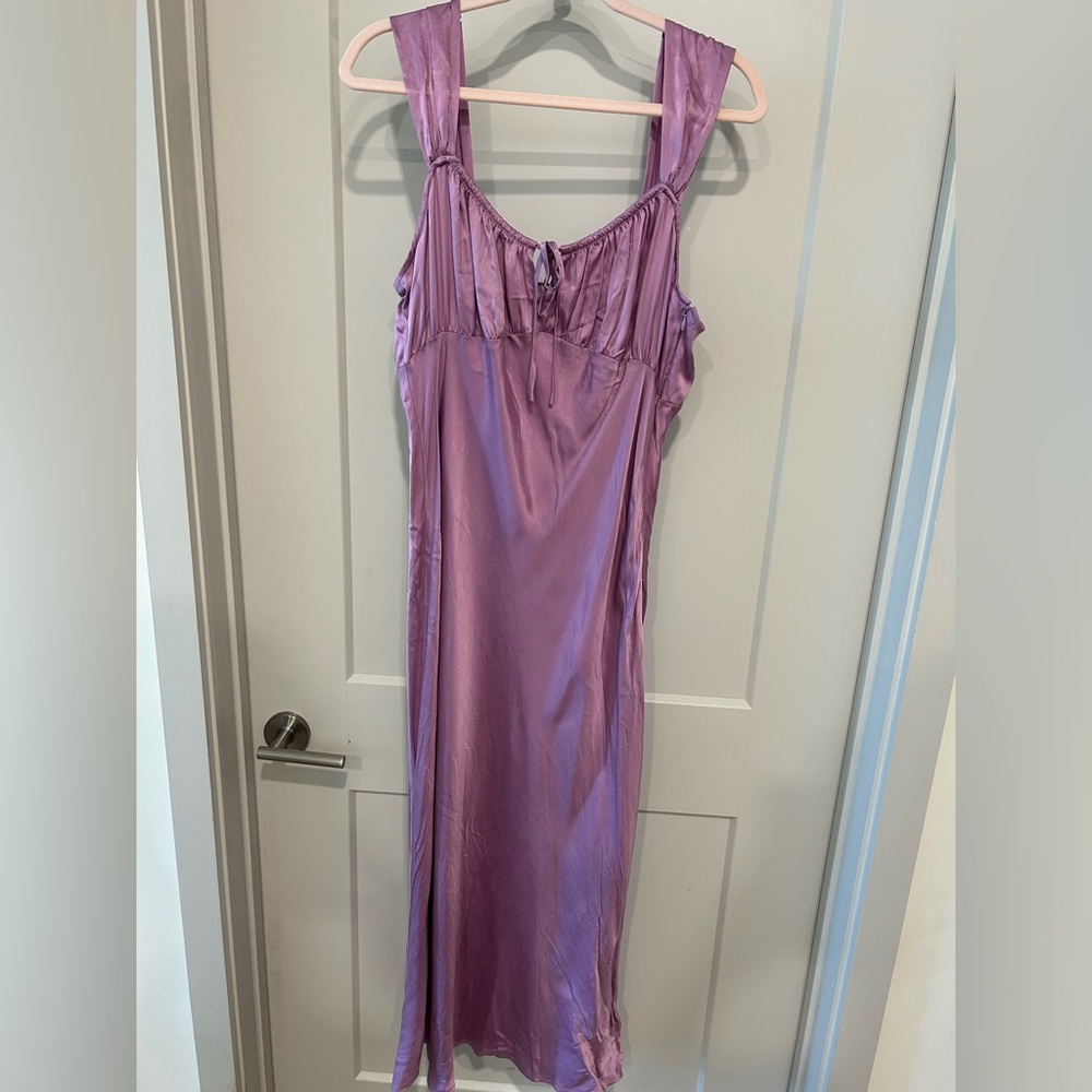 Madewell Lilac Square-Neck Tie-Front Dress